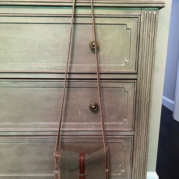 Fossil Mona Crossbody Handbag Canvas Boho Messenger - Picture 2 of 7